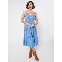 Joe Browns Ellie Embroidered Denim Dress - Blue