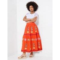 Joe Browns Remarkable Embroidered Maxi Skirt - Orange