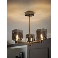 Valuelights Demi Brushed Chrome And Smoked Glass 3 Arm Chandelier Ceiling Light