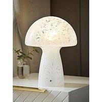 Valuelights Beau White Confetti Glass Mushroom Table Lamp With Tapered Lampshade