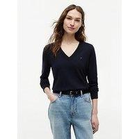 Tommy Hilfiger Jersey Stitch V-Neck Jumper - Navy