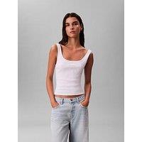 Calvin Klein Jeans Monologo Scoop Nk Rib Tank Top - White