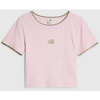 River Island Girls Whipstitch T-Shirt - Pink