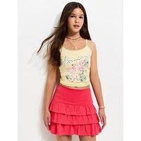 New Look 915 Girls Jersey Tiered Rara Skort - Coral Pink