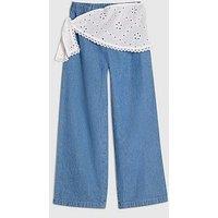 River Island Girls Blue Scarf Wide Leg Jeans - Blue