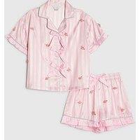 River Island Older Girls Satin Stripe Premium Pyjamas - Pink