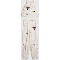 River Island Older Girls Stripe Embroidered Hareem Top Set - Cream
