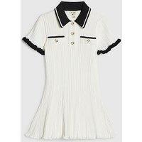 River Island Mini Girls Knitted Flippy Dress - Cream