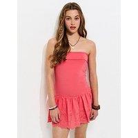 New Look 915 Girls Fold Over Broderie Skirt Dress - Coral