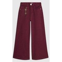 River Island Girls Bow Charm Wide Leg Jeans - Red