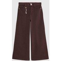 River Island Girls Heart Charm Wide Leg Jeans - Brown