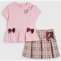 River Island Mini Mini Girls Hybrid Check Skirt Set - Pink
