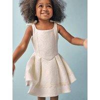 River Island Mini Girls Lace Bow Premium Dress - White