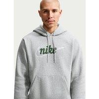 Nike Mens Club Logo Drawcord Hood Kangaroo Pocket Hoodie - Grey