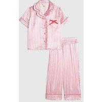 River Island Mini Girls Stripe Satin Pyjamas - Pink