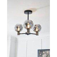 The Very Collection Smoked Glass 3 Light Semi Flush Ceiling Light