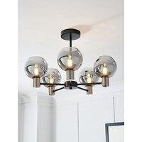 The Very Collection Smoked Glass 5 Light Semi Flush Ceiling Light