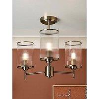 The Very Collection Ridged Glass 3 Light Semi Flush Ceiling Light