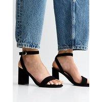 New Look Wide Fit Faux Suede Single Strap Sandals - Black
