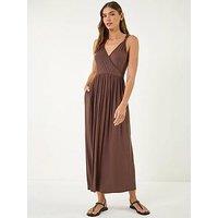 Roman Bead Detail Wrap Front Midi Dress