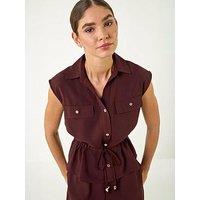 Roman Safari Tie Waist Button Jacket