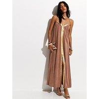 New Look Sequin Trim Beach Maxi Dress - Light Brown