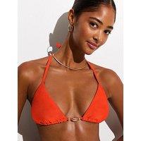 New Look Shell Trim Triangle Co-Ord Bikini Top - Bright Orange
