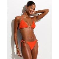 New Look Shell Trim Side Tie Co-Ord Bikini Bottoms - Bright Orange