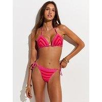 New Look Pink & Crochet Striped Tie Side Co-Ord Bikini Bottoms
