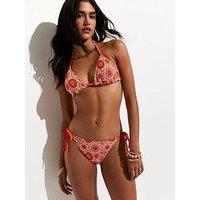 New Look Crochet Knit Triangle Bikini Top - Pink