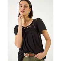 Roman Crochet Panel Stretch Top