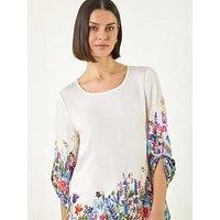 Roman Floral Border Print Tunic Top