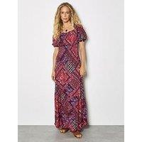 Apricot Maxi Tierred Scarf Printed Dress