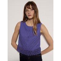 Apricot Lace Hem Back Bow Cotton Top