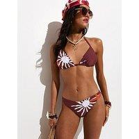 New Look Sun Print Hipster Bikini Bottoms - Brown