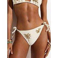 New Look Sequin Palm Tree Co-Ord Bikini Bottoms - White