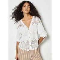 Apricot Diamonds & Tiles Embroidered Top