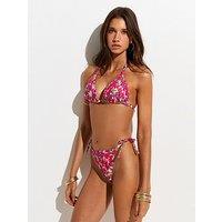 New Look Floral Print Tie Side Bikini Bottoms - Pink
