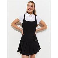 New Look 915 Girls Belted Dropwaist Pleated School Dress - Black