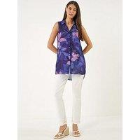 Roman Floral Print Longline Blouse