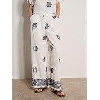Apricot Paisley Border Embroidered Trousers