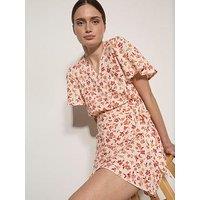 Apricot Ombre Floral Wrap Dress