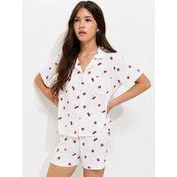 New Look 915 Girls Strawberry Print Shirt And Shorts Pyjama Set - Pink