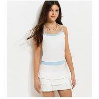 New Look 915 Girls 2-In-1 Jersey Halter Neck Top - White/Blue