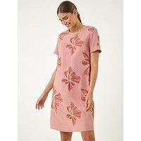 Roman Embroidered Floral Shift Dress