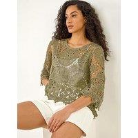 Roman Dusk Floral Crochet Top