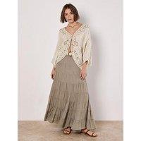 Apricot Multi Tier Slub Shimmer Skirt