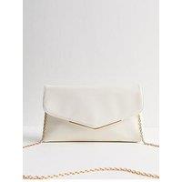 New Look Faux Leather Envelope Shoulder Bag - White
