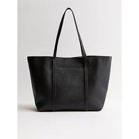 New Look Grained Faux Leather Tote School & Bag - Black