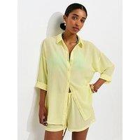 New Look Crinkled Co-Ord Beach Shirt - Light Yellow
